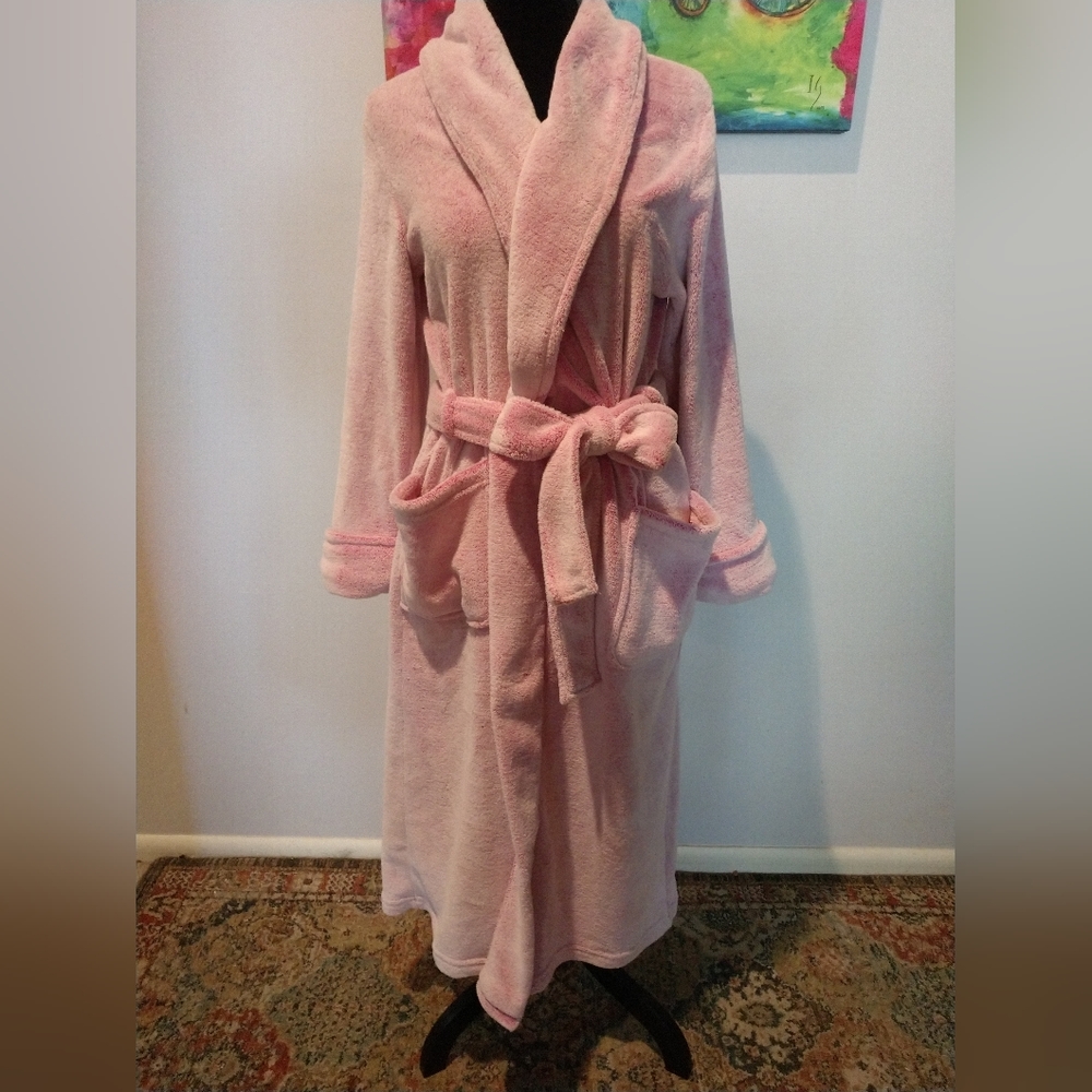 Oscar De La Renta Plush Bathrobe Rose size S/M P/M